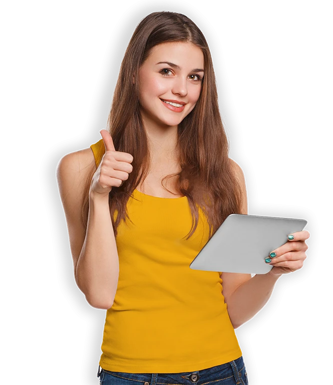 Fotografía de una chica con una tablet